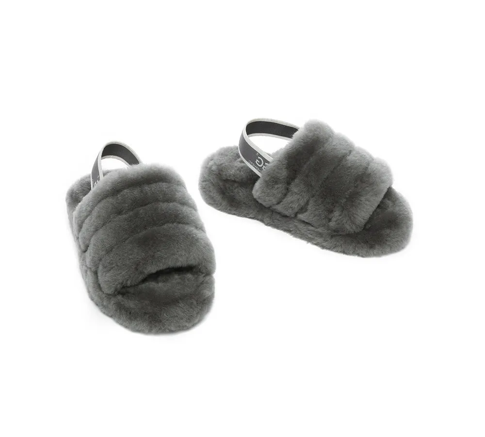 AUSTRALIAN SHEPHERD® UGG Kids Slingback Fluffy Slides Puffy