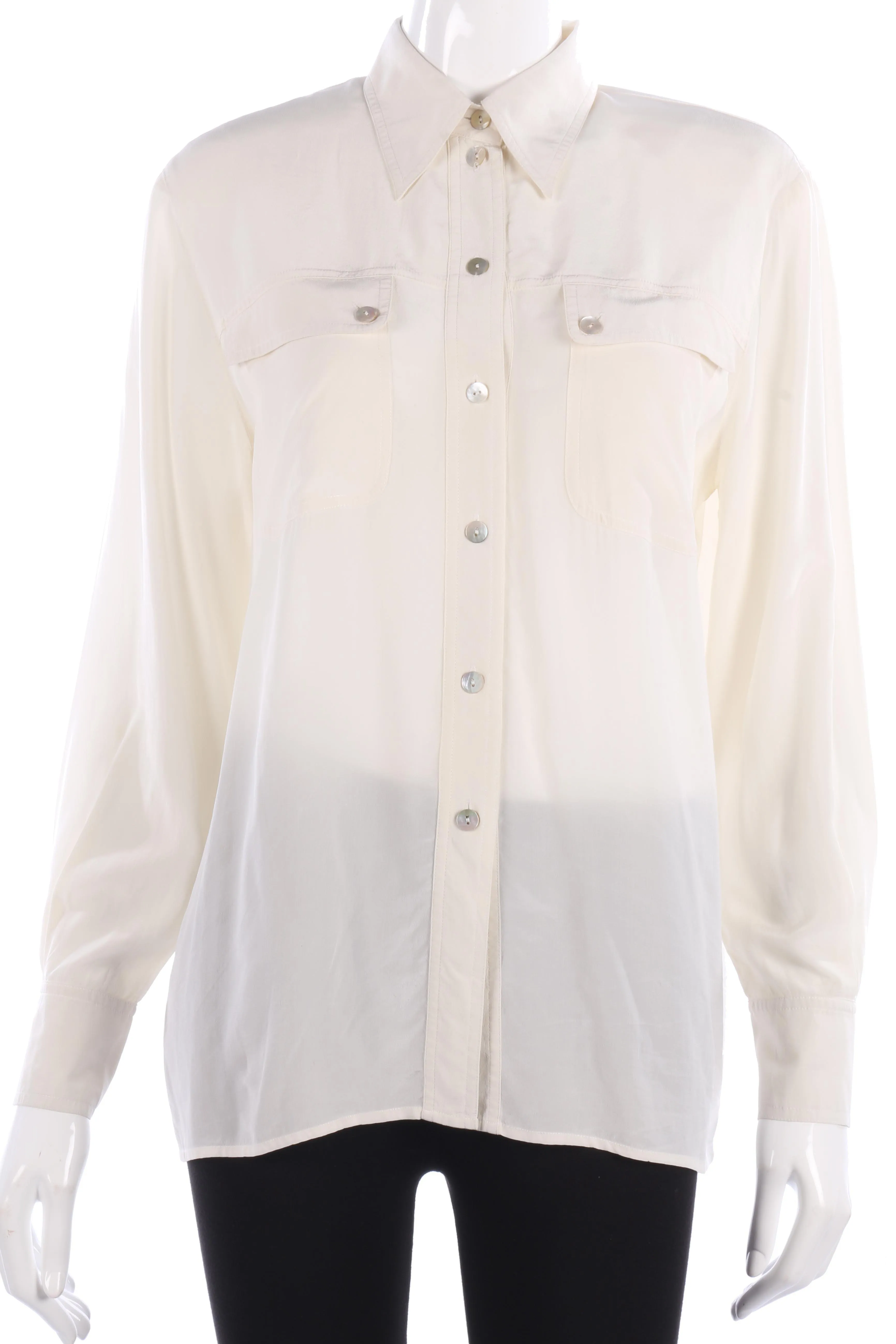 Bianca Cream 100% Silk Blouse Size (38) UK12