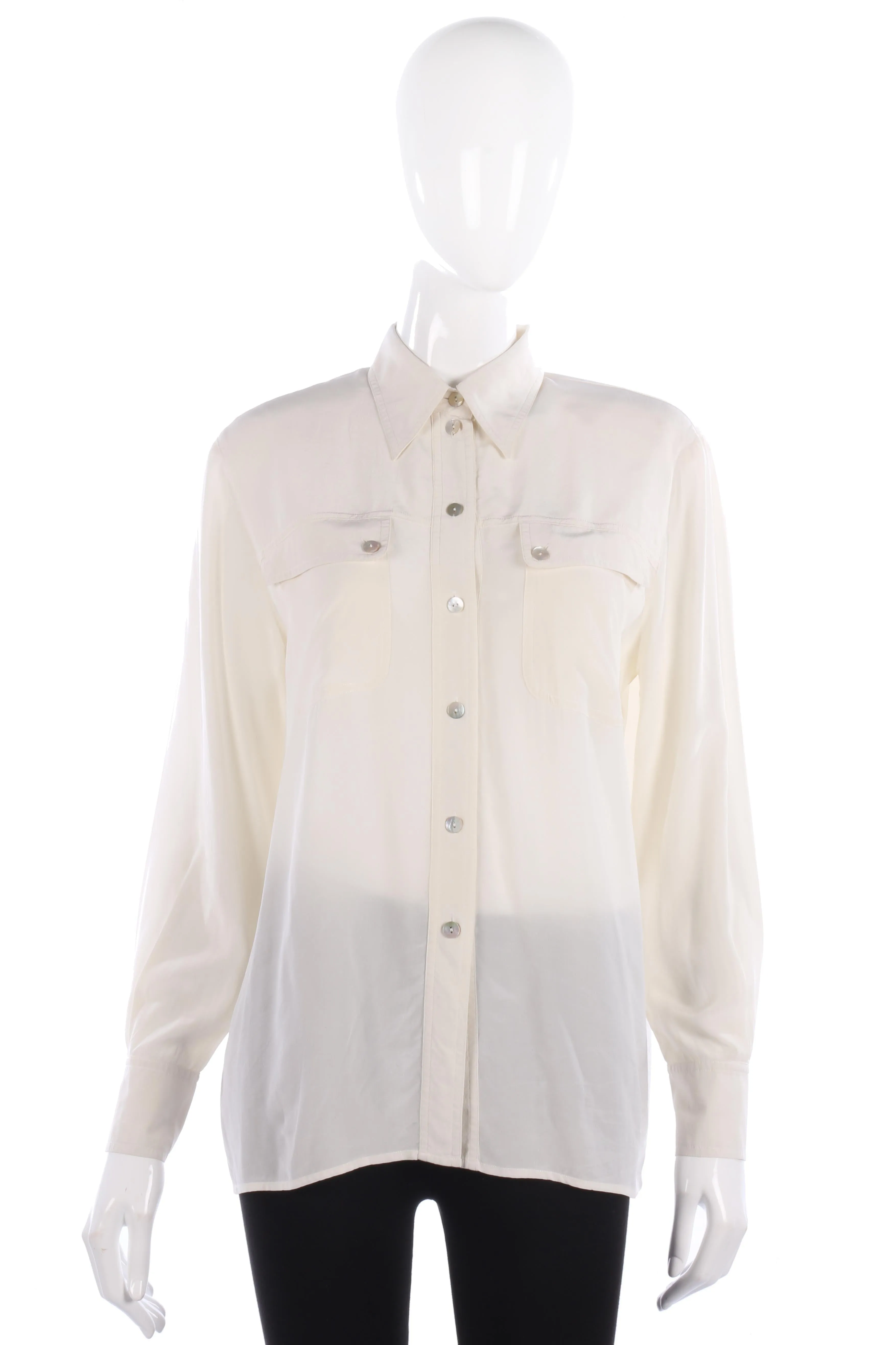 Bianca Cream 100% Silk Blouse Size (38) UK12