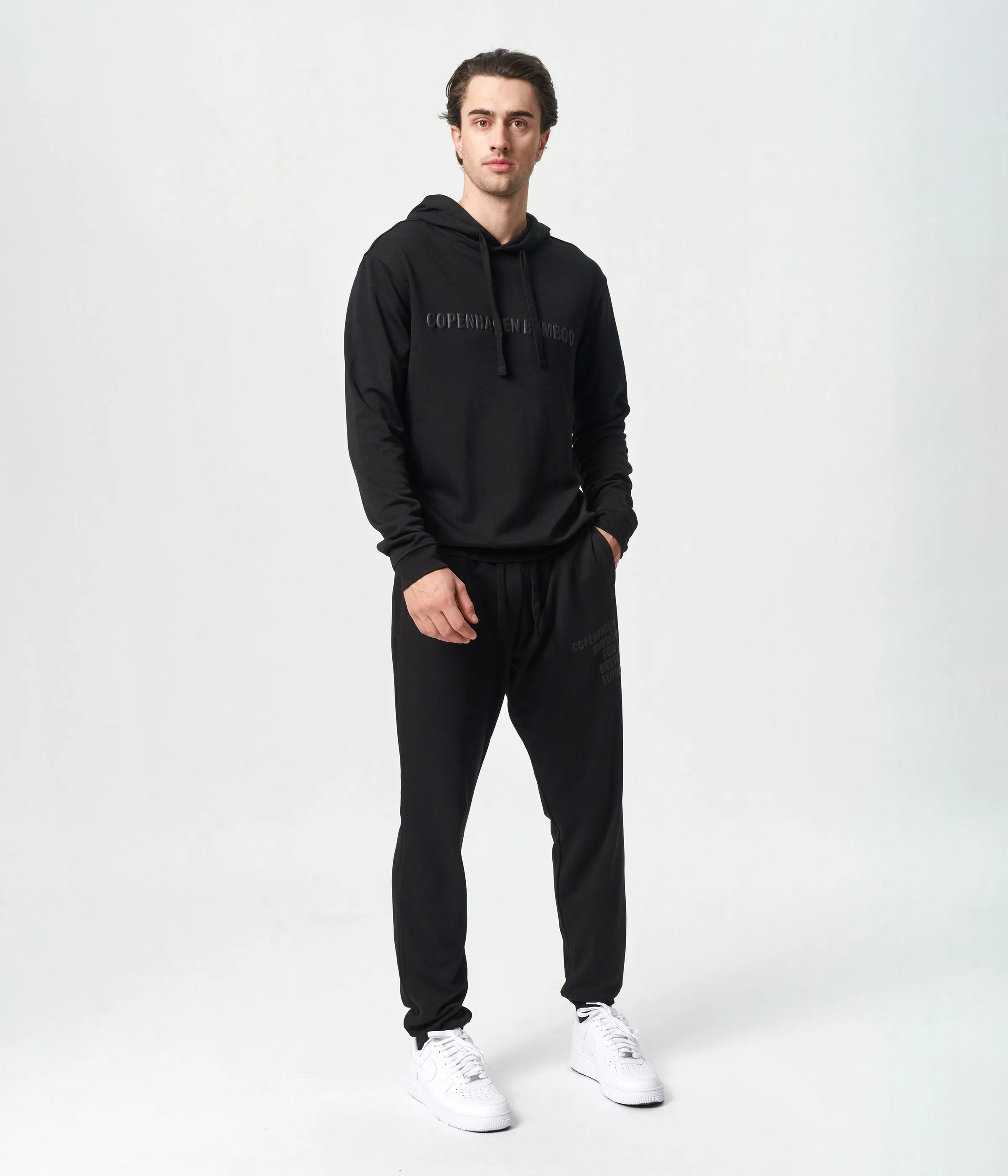 Black bamboo hoodie with logo