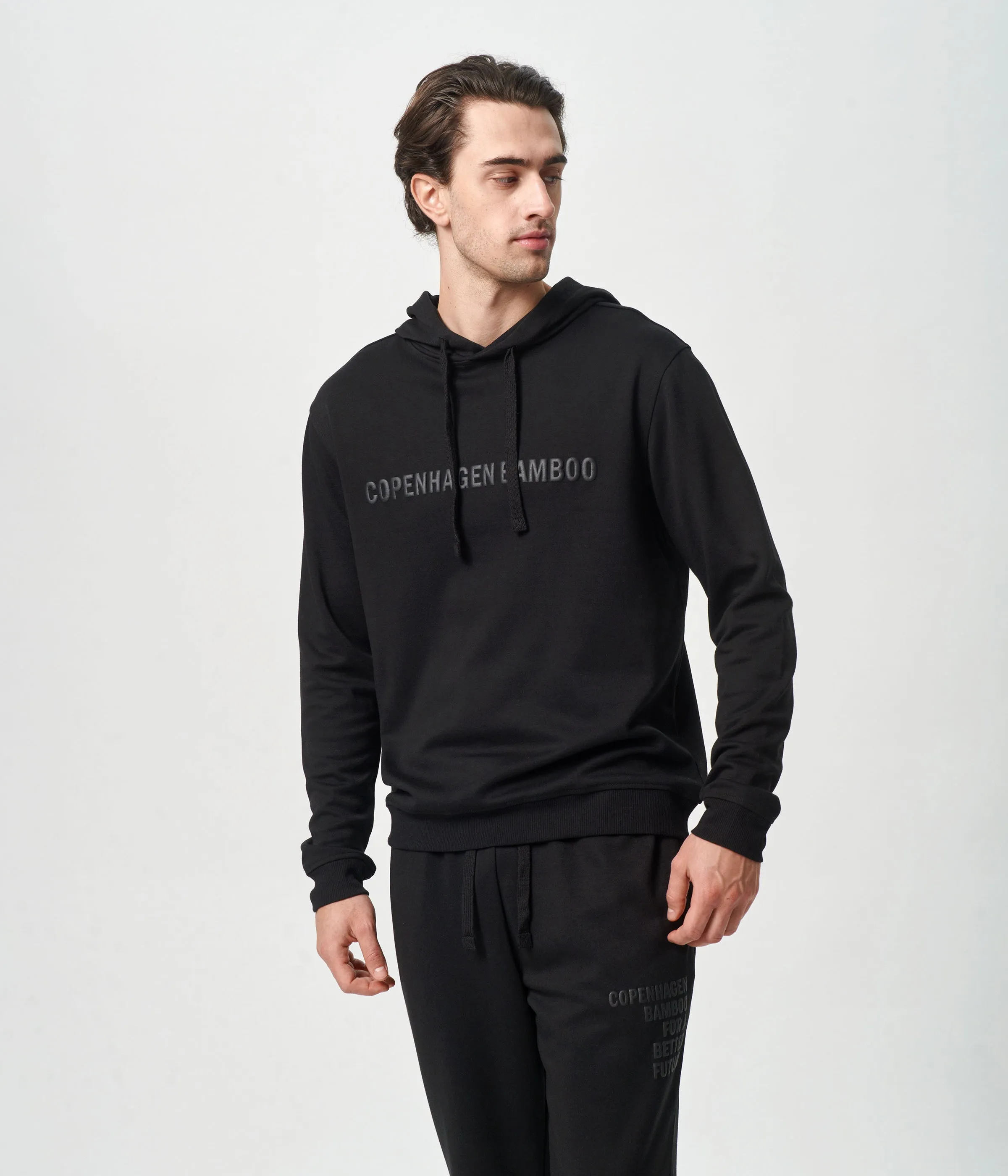 Black bamboo hoodie with logo