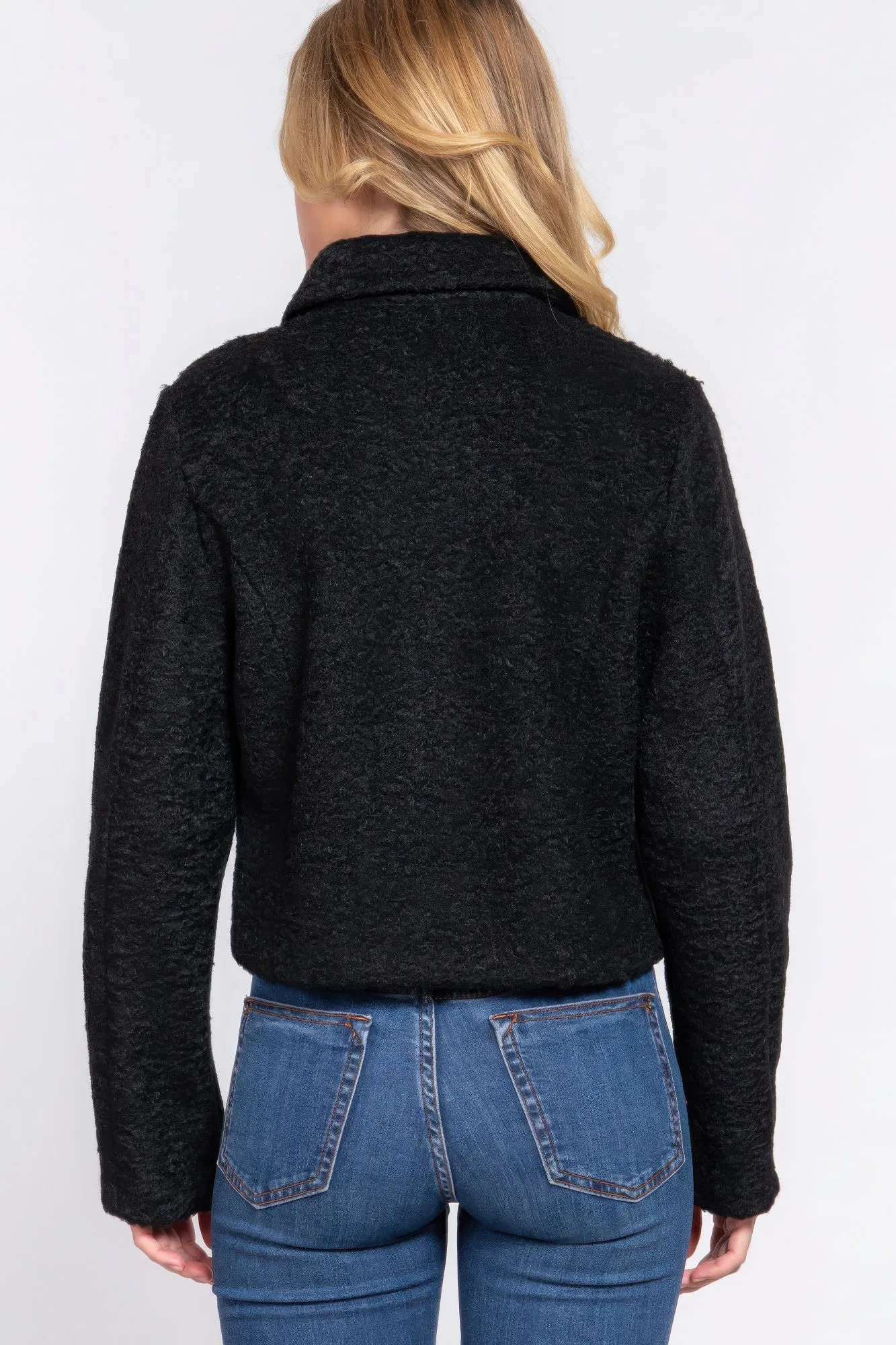 Black Long Sleeve Teddy Fleece Jacket – Cozy, Stylish & Perfect for Winter | Fashion M&J