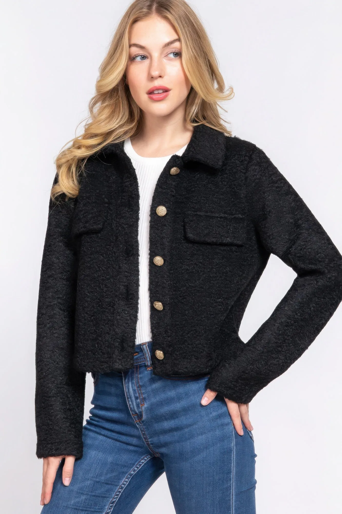 Black Long Sleeve Teddy Fleece Jacket – Cozy, Stylish & Perfect for Winter | Fashion M&J