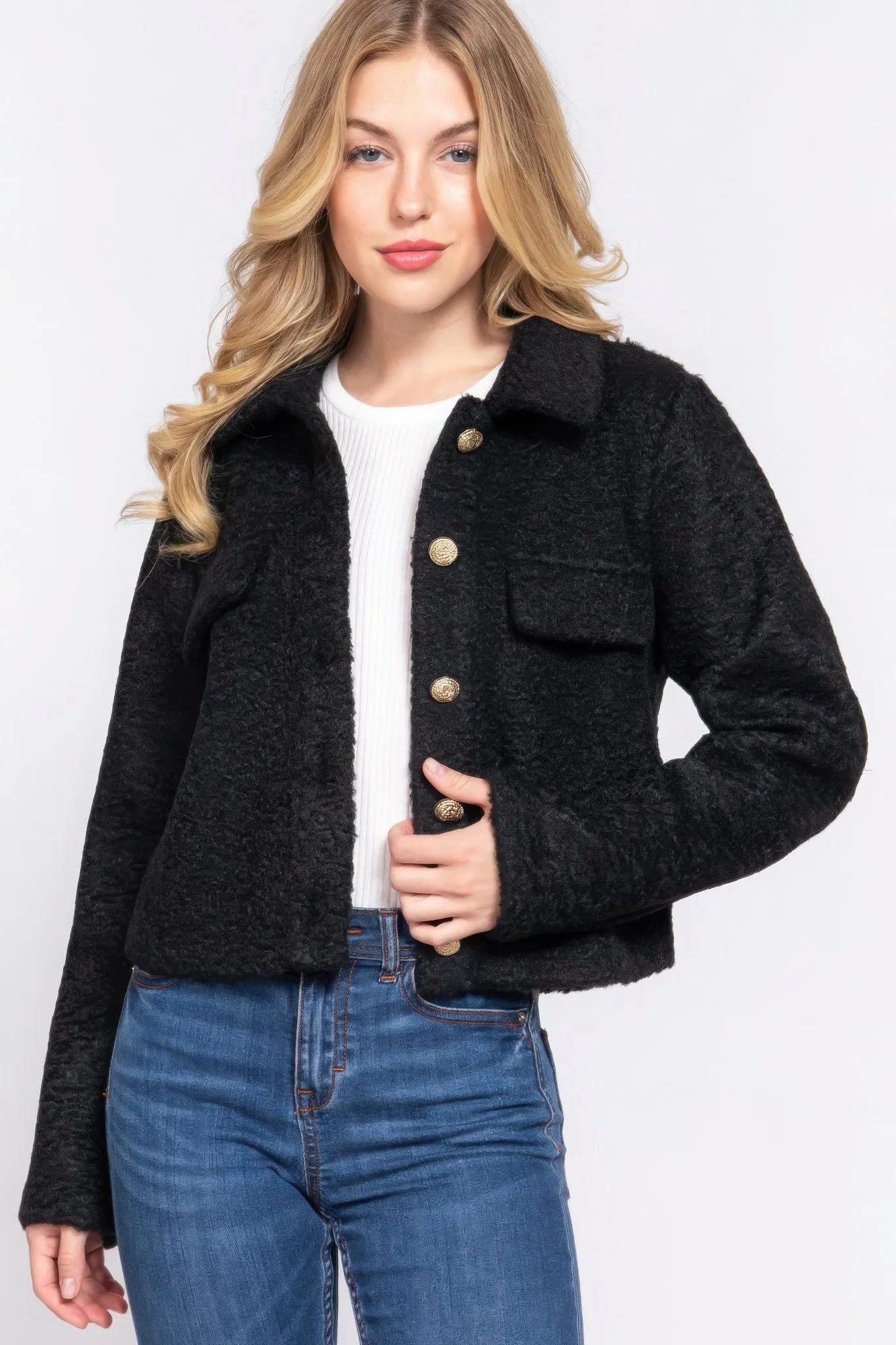 Black Long Sleeve Teddy Fleece Jacket – Cozy, Stylish & Perfect for Winter | Fashion M&J