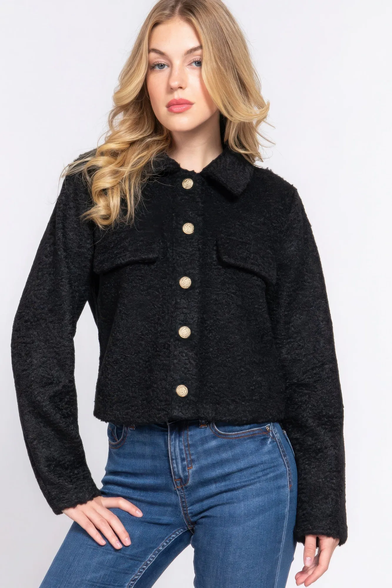 Black Long Sleeve Teddy Fleece Jacket – Cozy, Stylish & Perfect for Winter | Fashion M&J