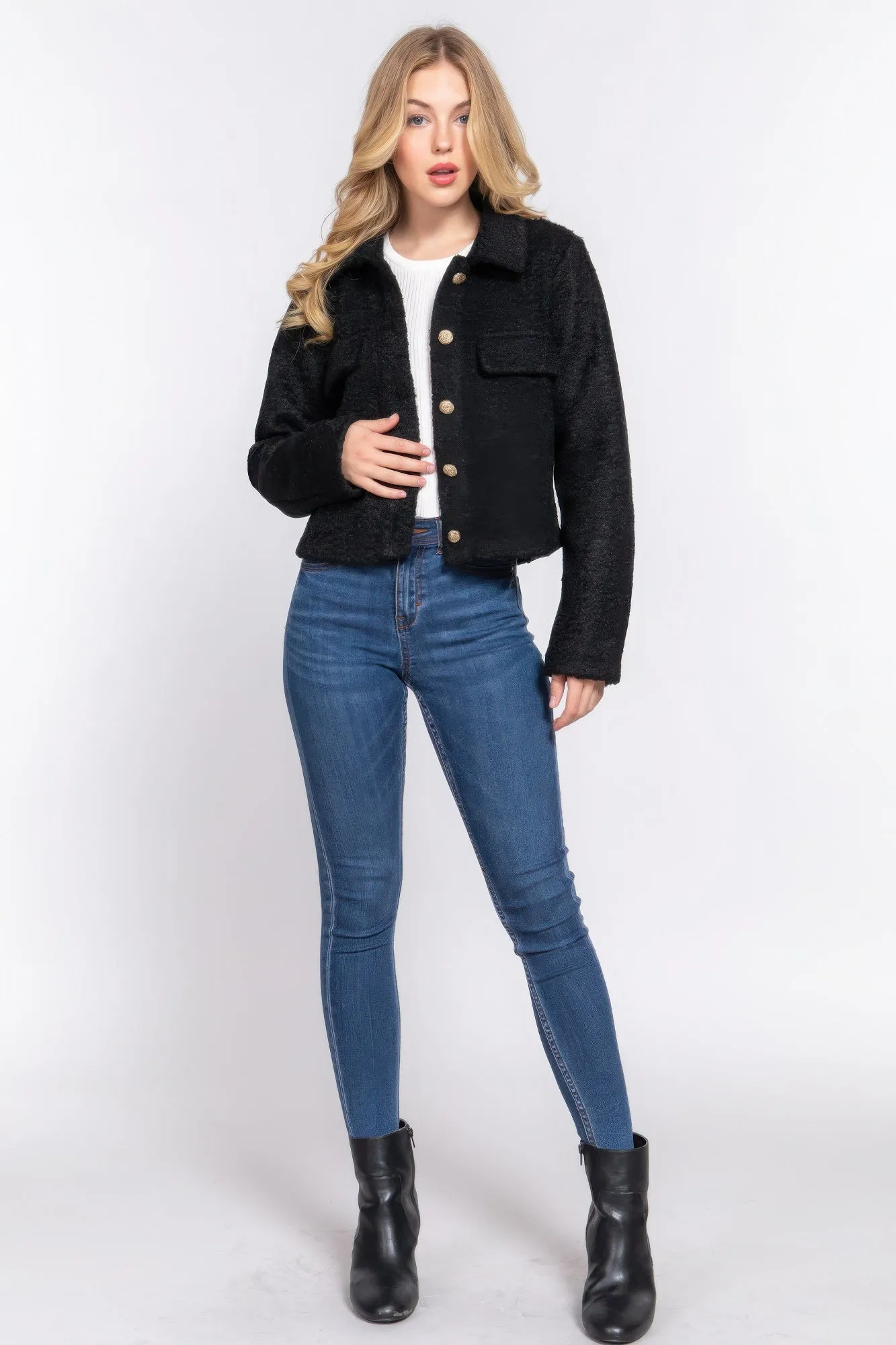 Black Long Sleeve Teddy Fleece Jacket – Cozy, Stylish & Perfect for Winter | Fashion M&J