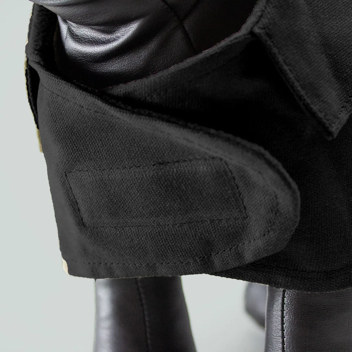 Black Waxed Canvas Dog Jacket - Fleece Lined