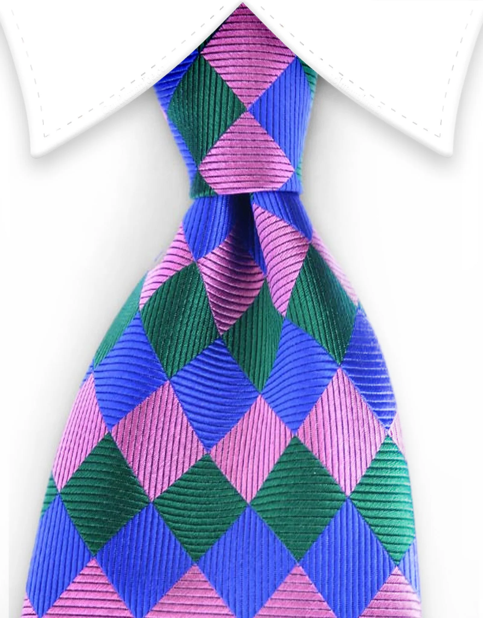 Blue, Pink and Green Harlequin Tie