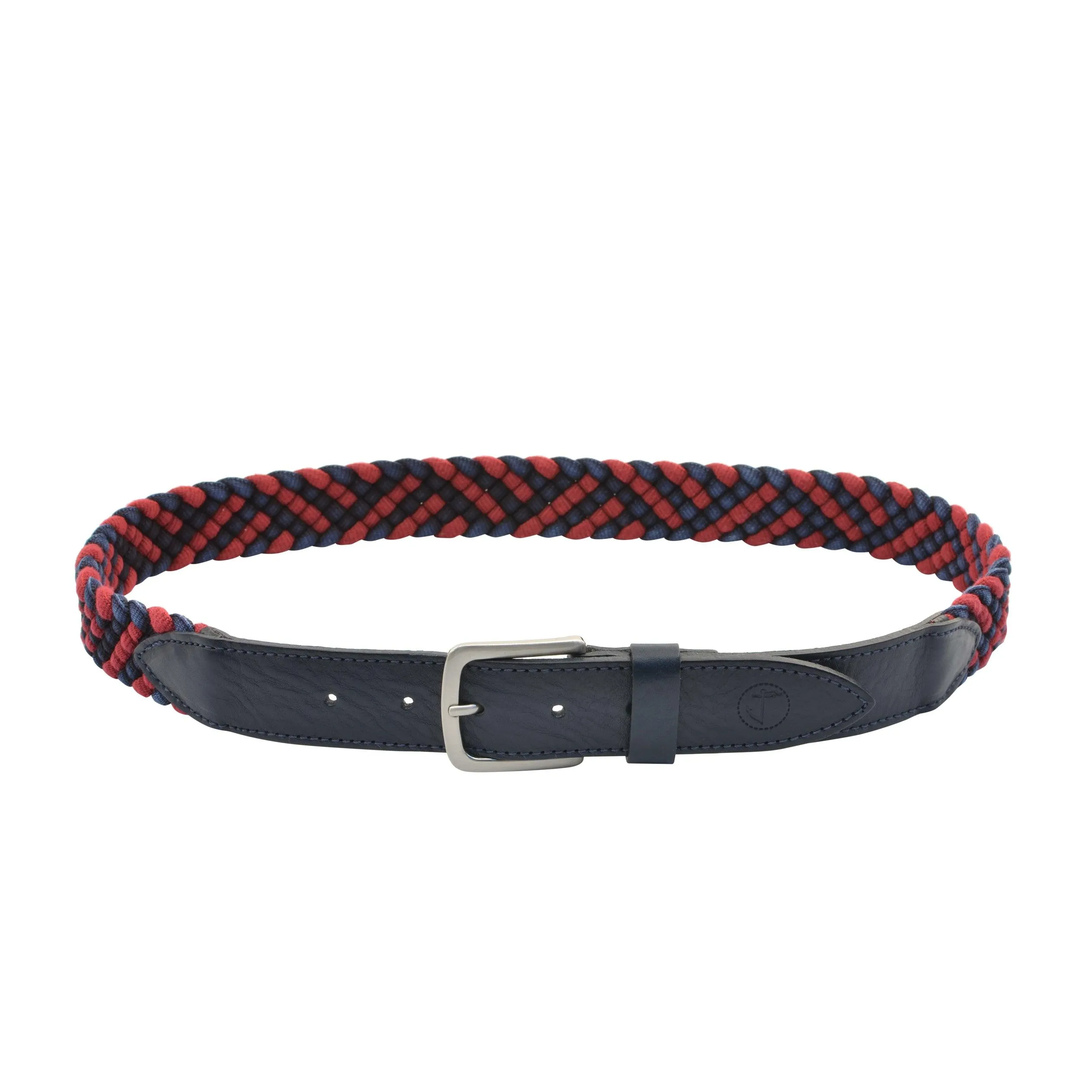 Braided Fabric and Leather Belt Red Sea