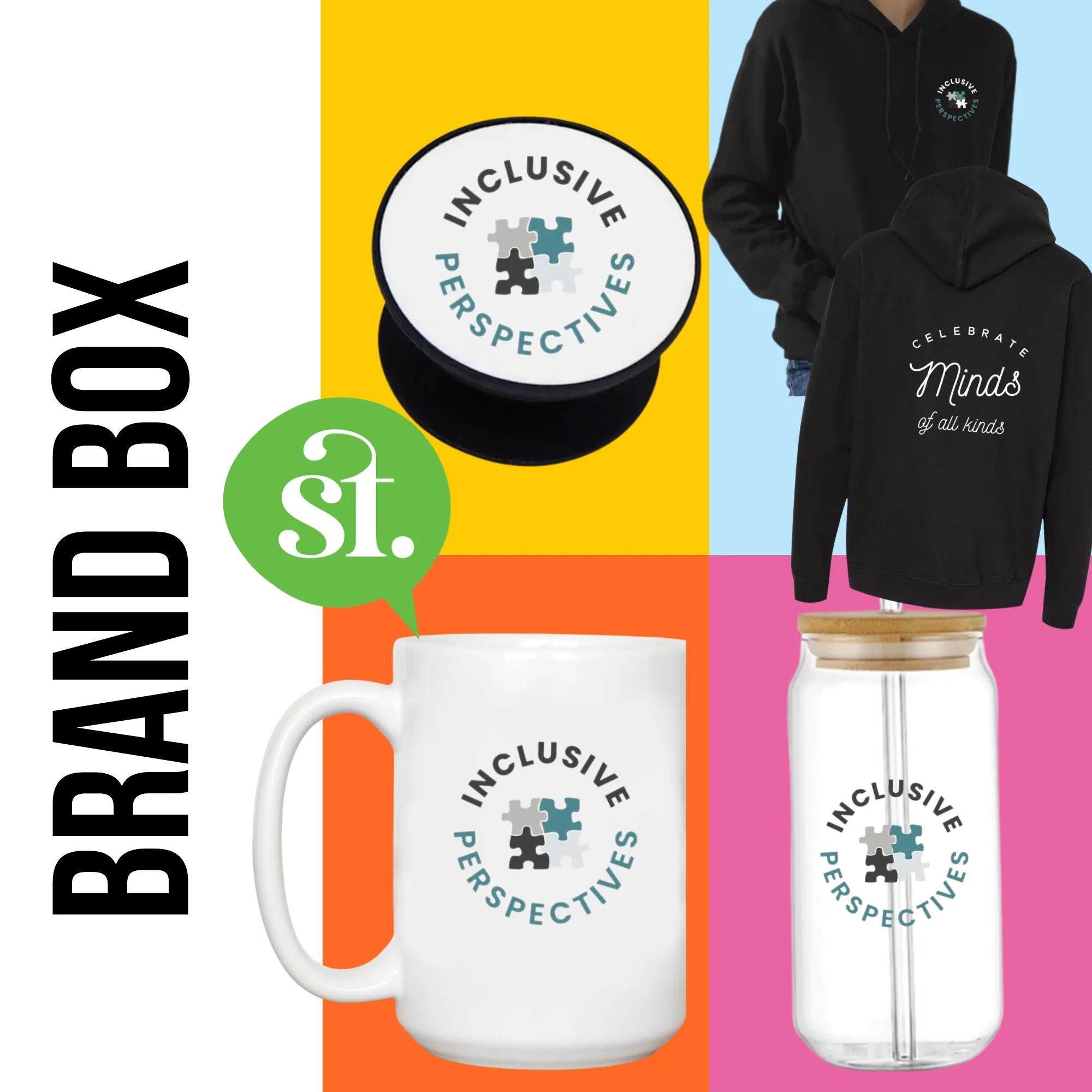 Brand BOX - HOODIE edition, Pop Socket, 15oz Mug and Glass Tumbler