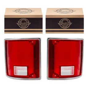 Brock Replacement Tail Lamp Lens Set with Chrome Trim for GMC and Chevrolet