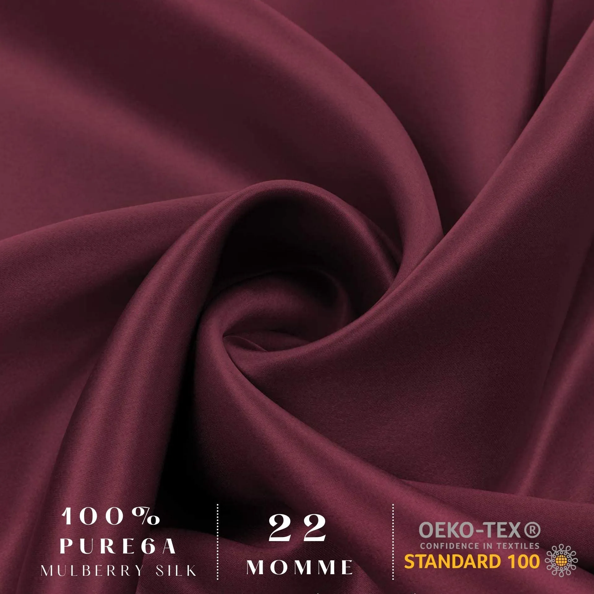 Burgundy Silk Pillowcase - USA Standard Size - Zip Closure