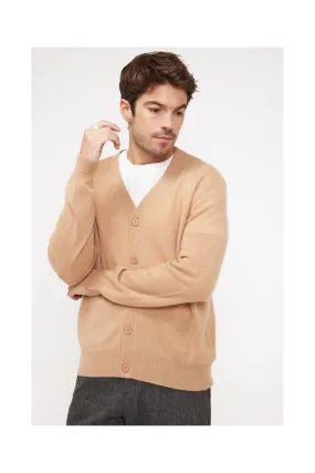 Cardigan Col V Zael - Beige - 100% Cachemire Oeko-Tex - Homme