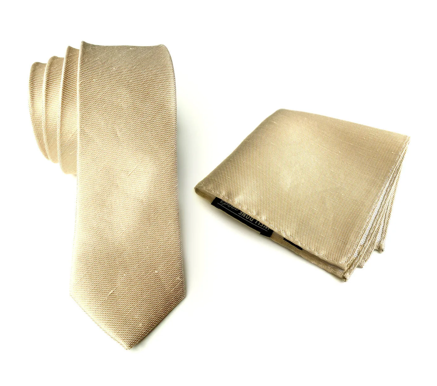 Champagne Linen Necktie. Solid color tie, Fisher