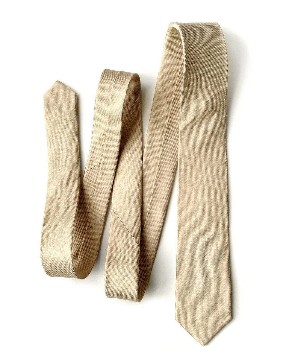 Champagne Linen Necktie. Solid color tie, Fisher