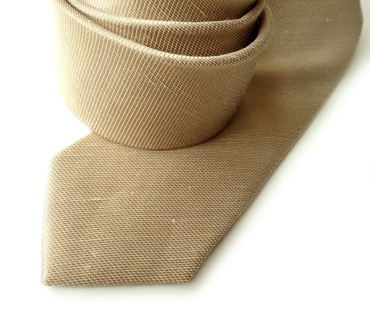 Champagne Linen Necktie. Solid color tie, Fisher