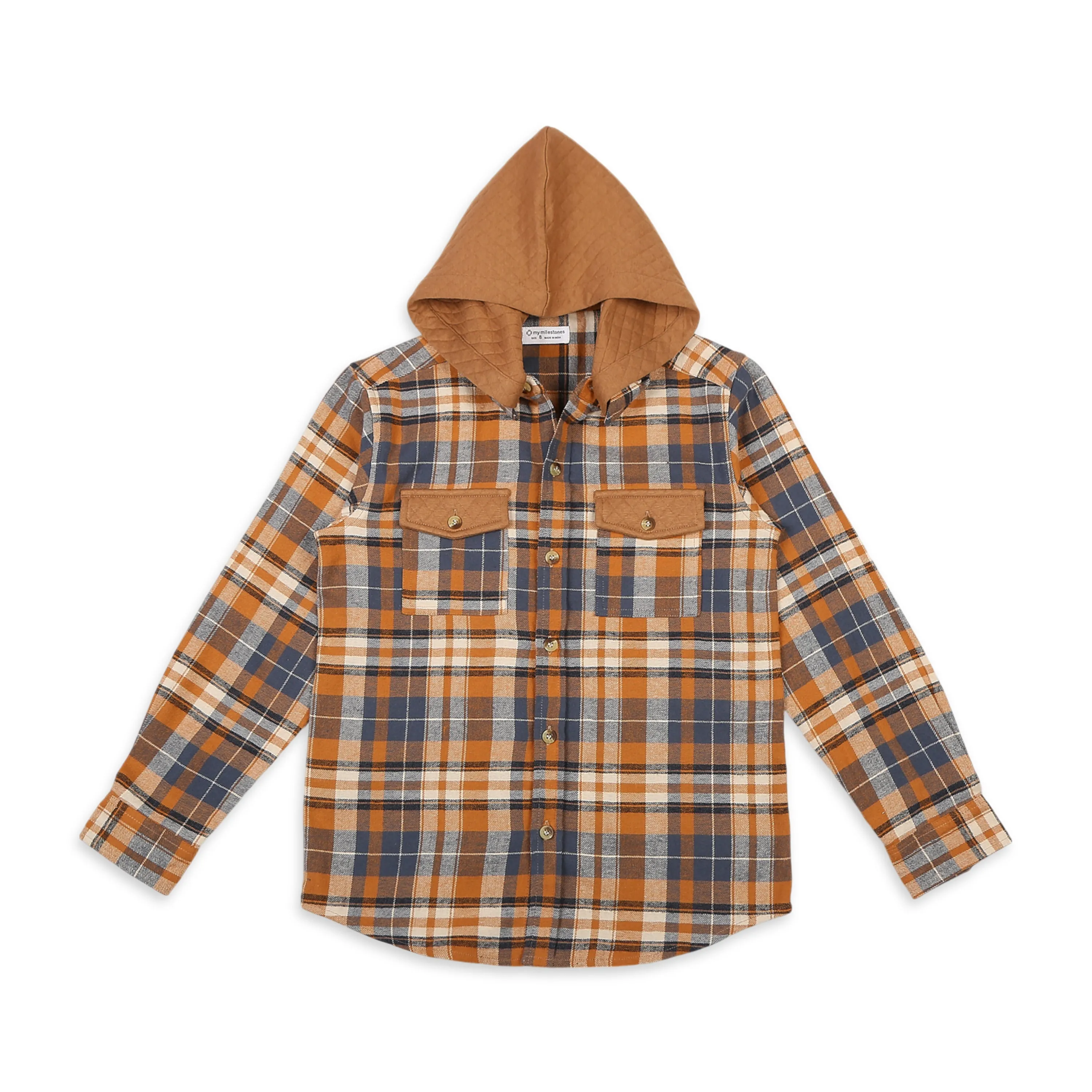 Checks Shirt With Quilted Hoodie