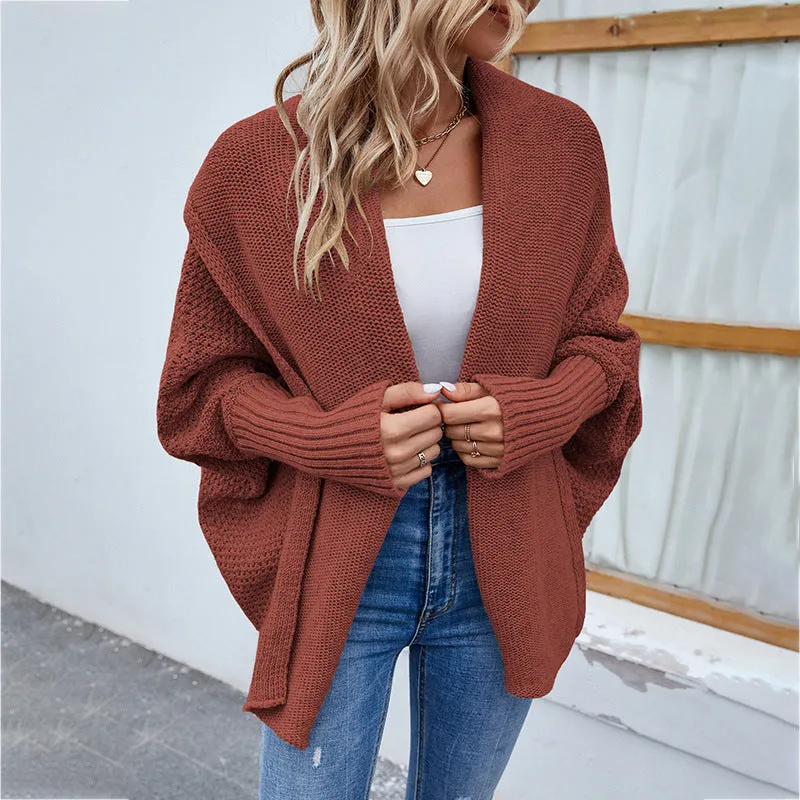 Chic Autumn & Winter Loose Knit Cardigan | Cozy Solid Color Sweater Jacket