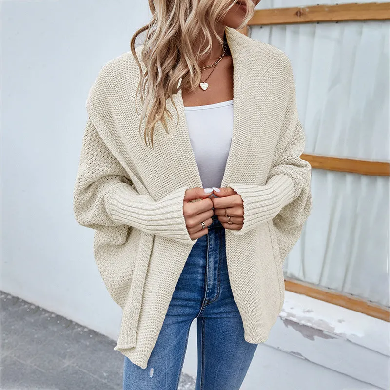 Chic Autumn & Winter Loose Knit Cardigan | Cozy Solid Color Sweater Jacket