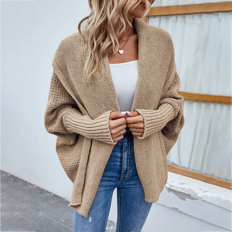 Chic Autumn & Winter Loose Knit Cardigan | Cozy Solid Color Sweater Jacket