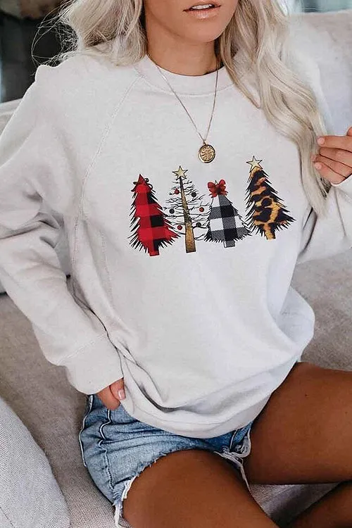 Christmas Tree Grey Long Sleeve Top