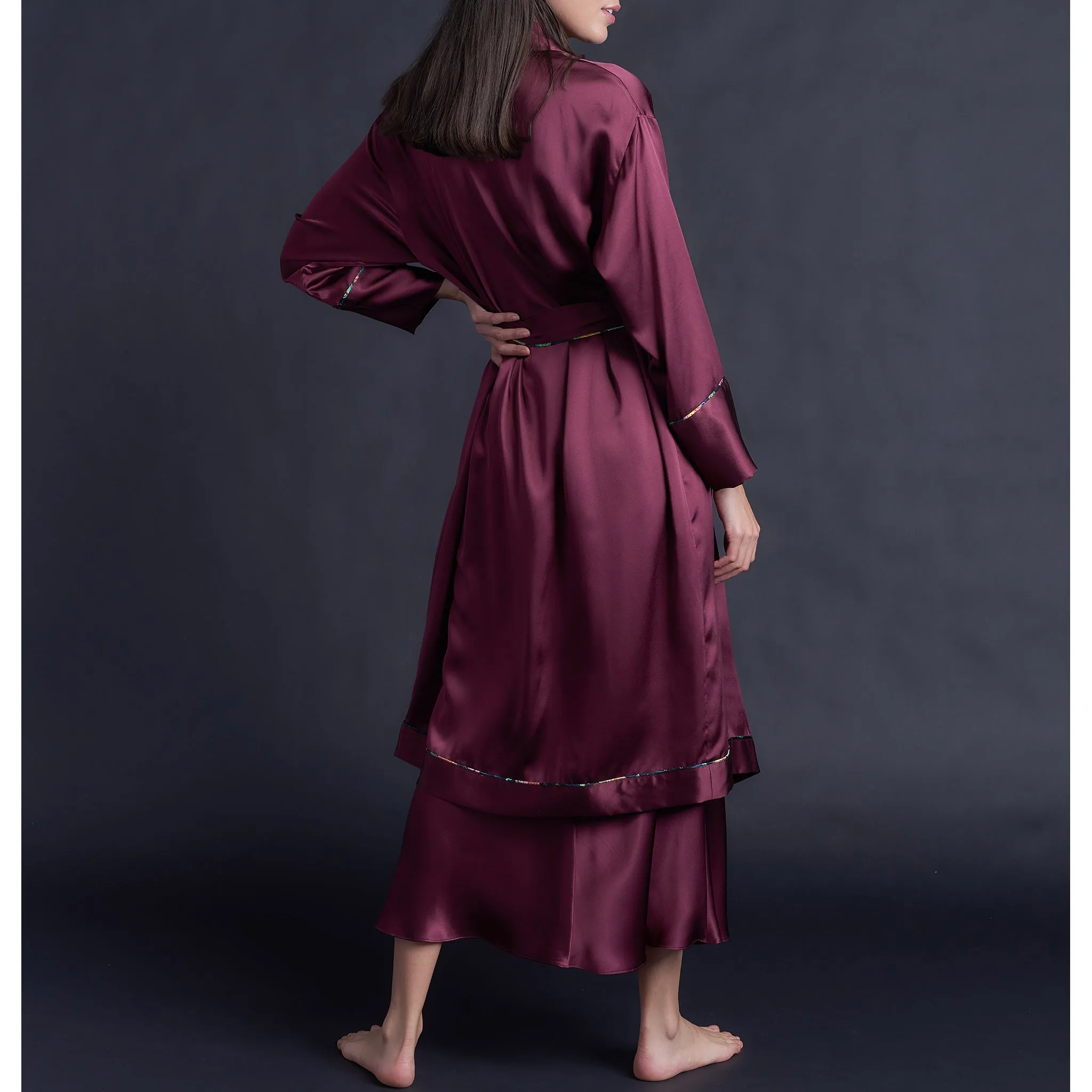 Claudette Robe in Garnet Silk Charmeuse