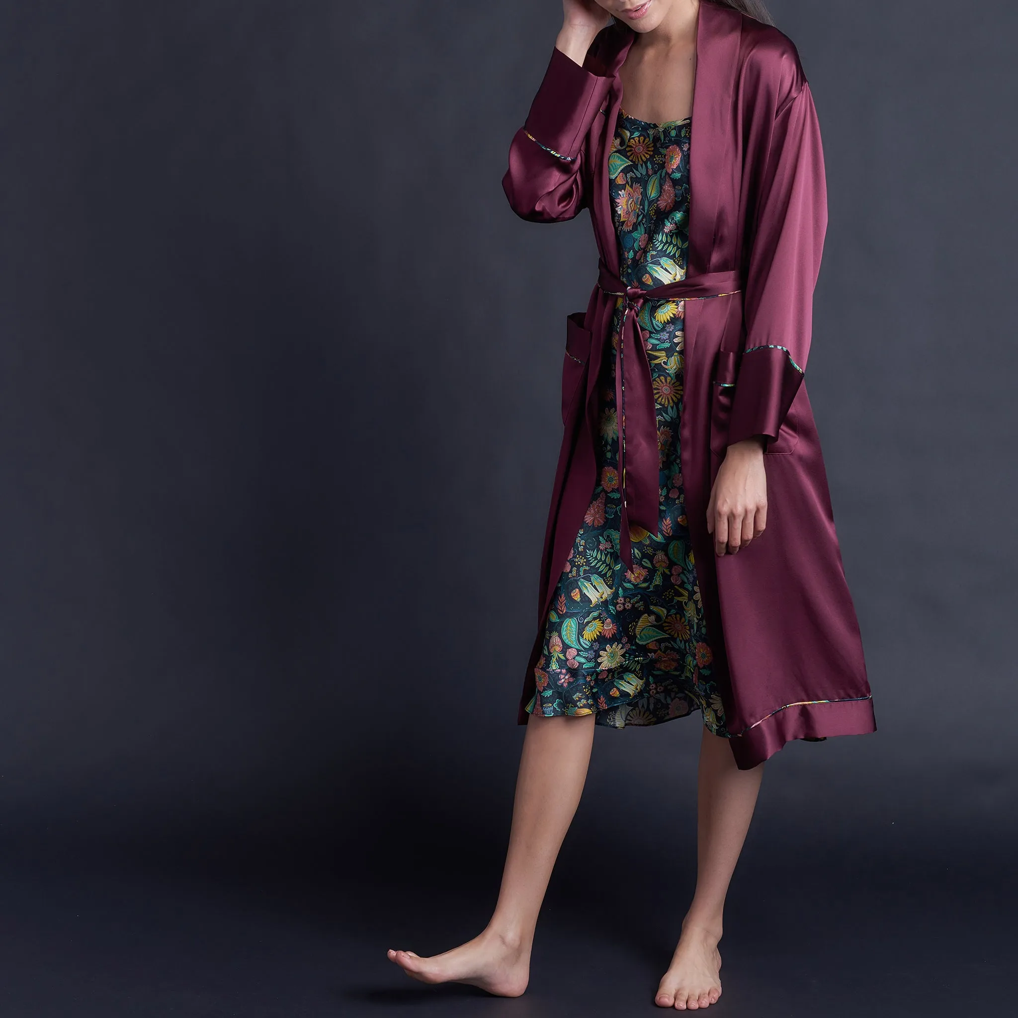 Claudette Robe in Garnet Silk Charmeuse