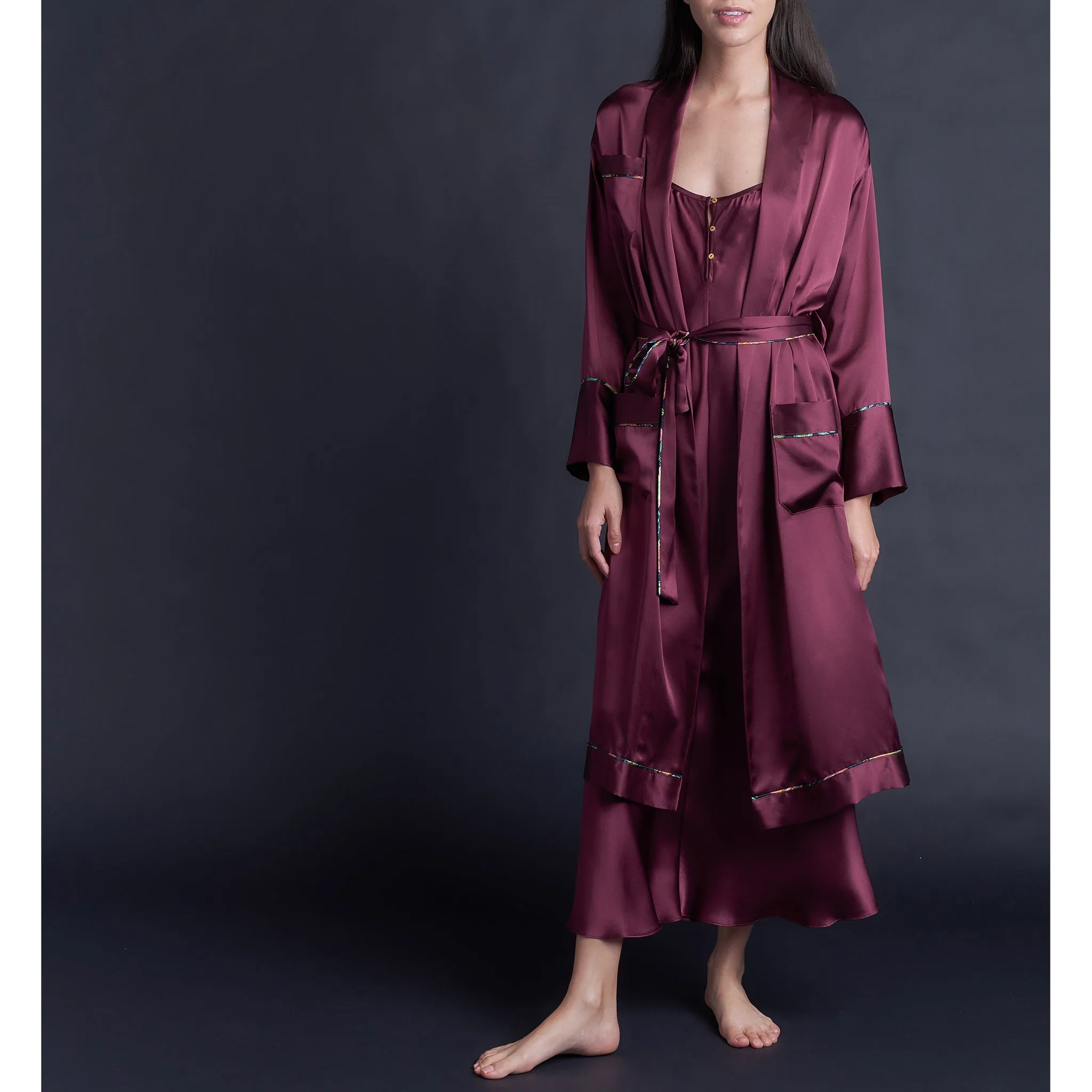 Claudette Robe in Garnet Silk Charmeuse