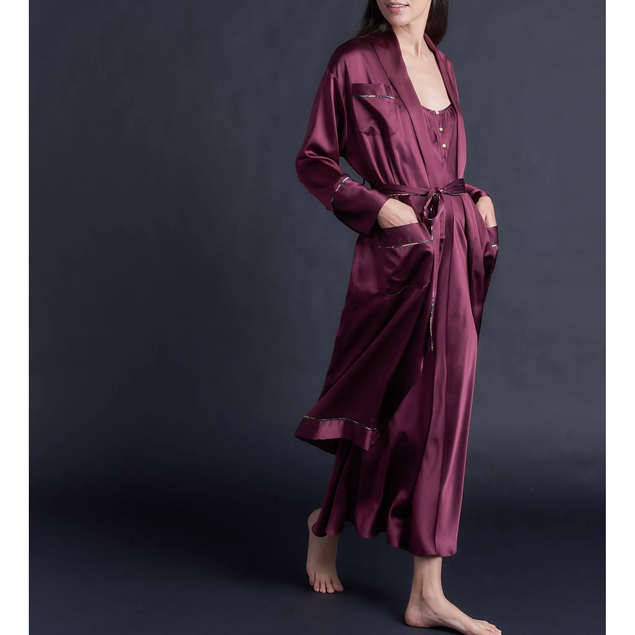 Claudette Robe in Garnet Silk Charmeuse