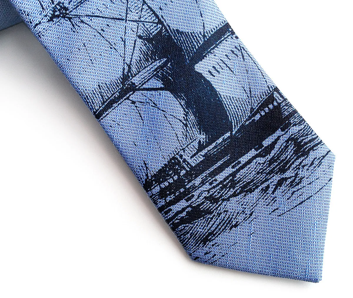 Clipper Ship Linen Necktie. Nautical Print Tie