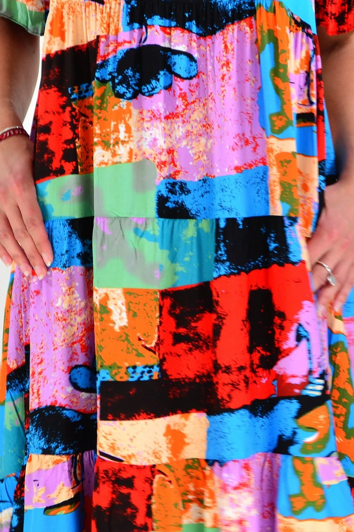 Colourful Print Patches Tunic Dress