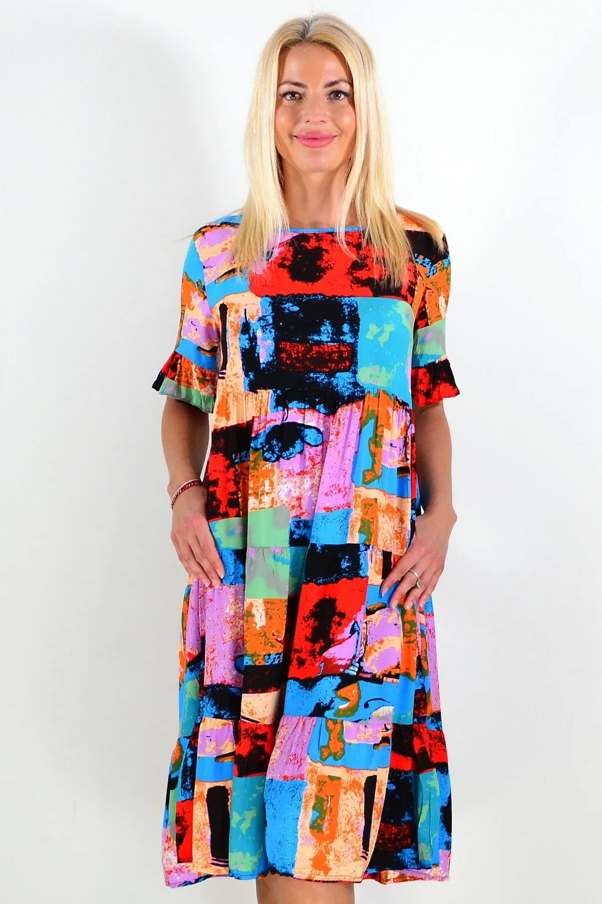 Colourful Print Patches Tunic Dress