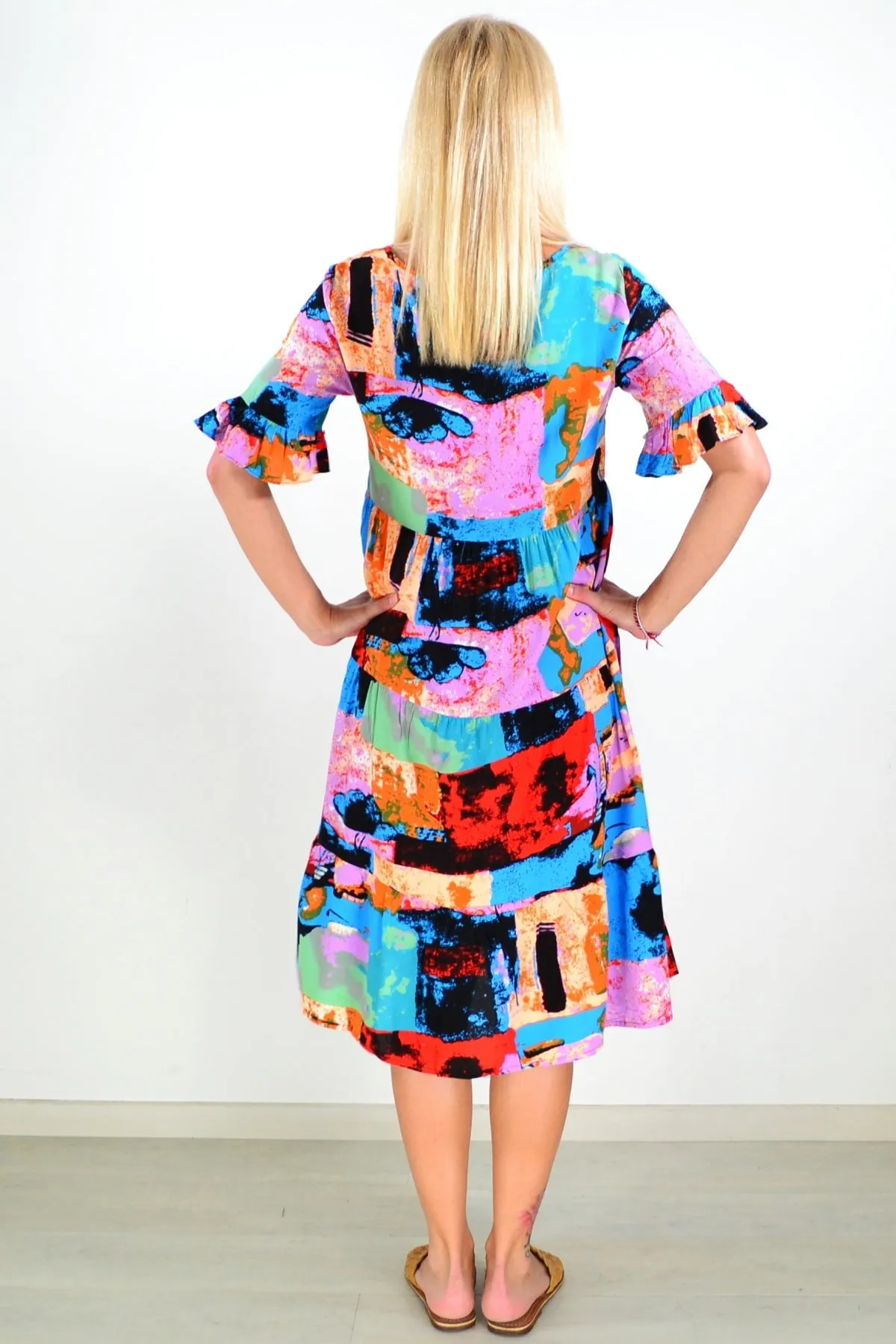 Colourful Print Patches Tunic Dress