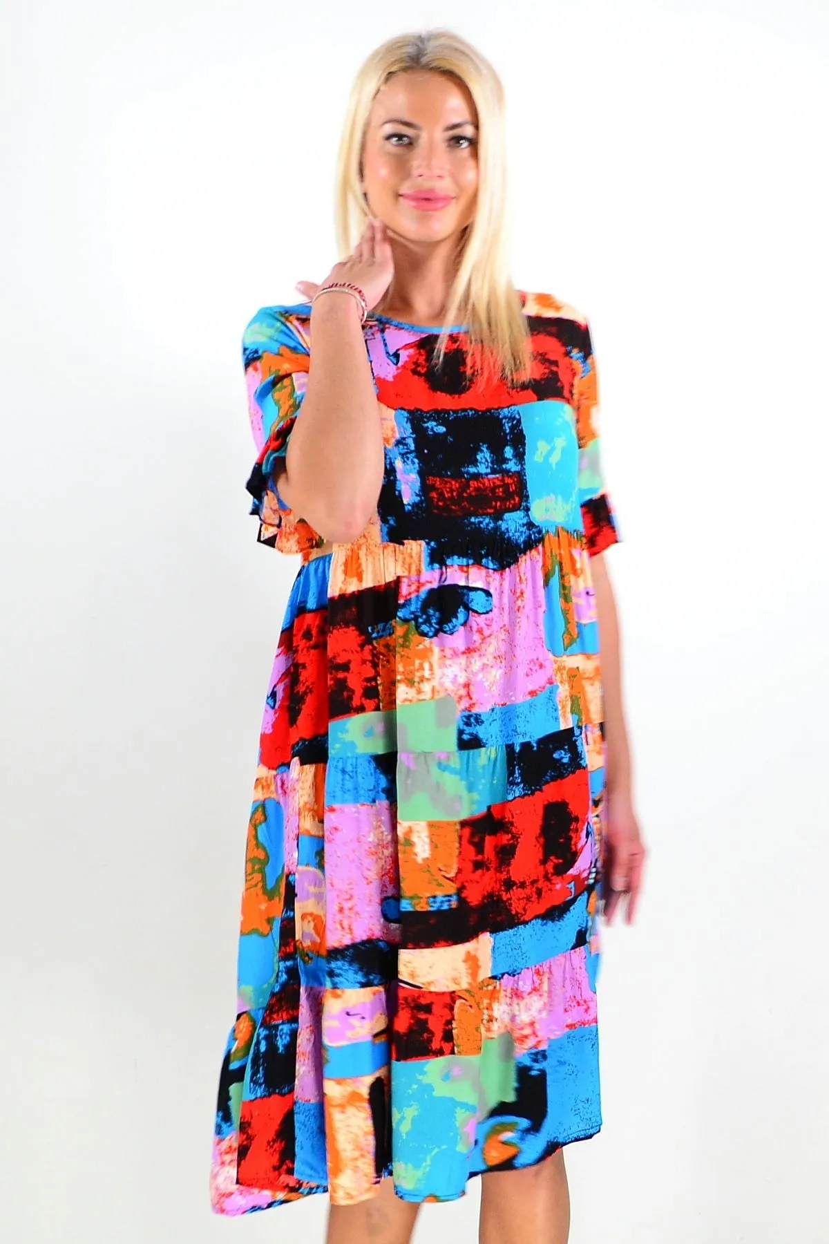 Colourful Print Patches Tunic Dress