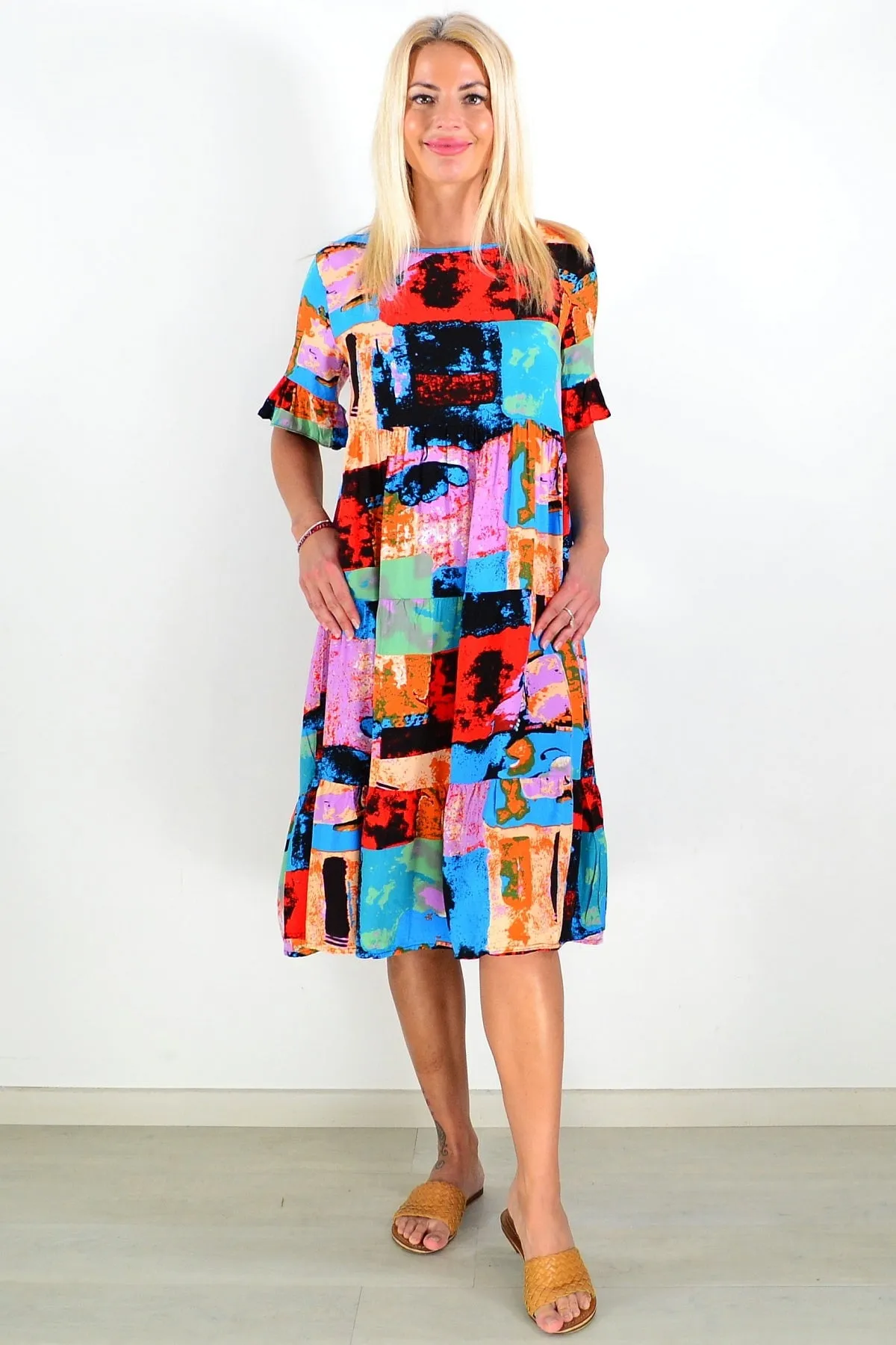 Colourful Print Patches Tunic Dress