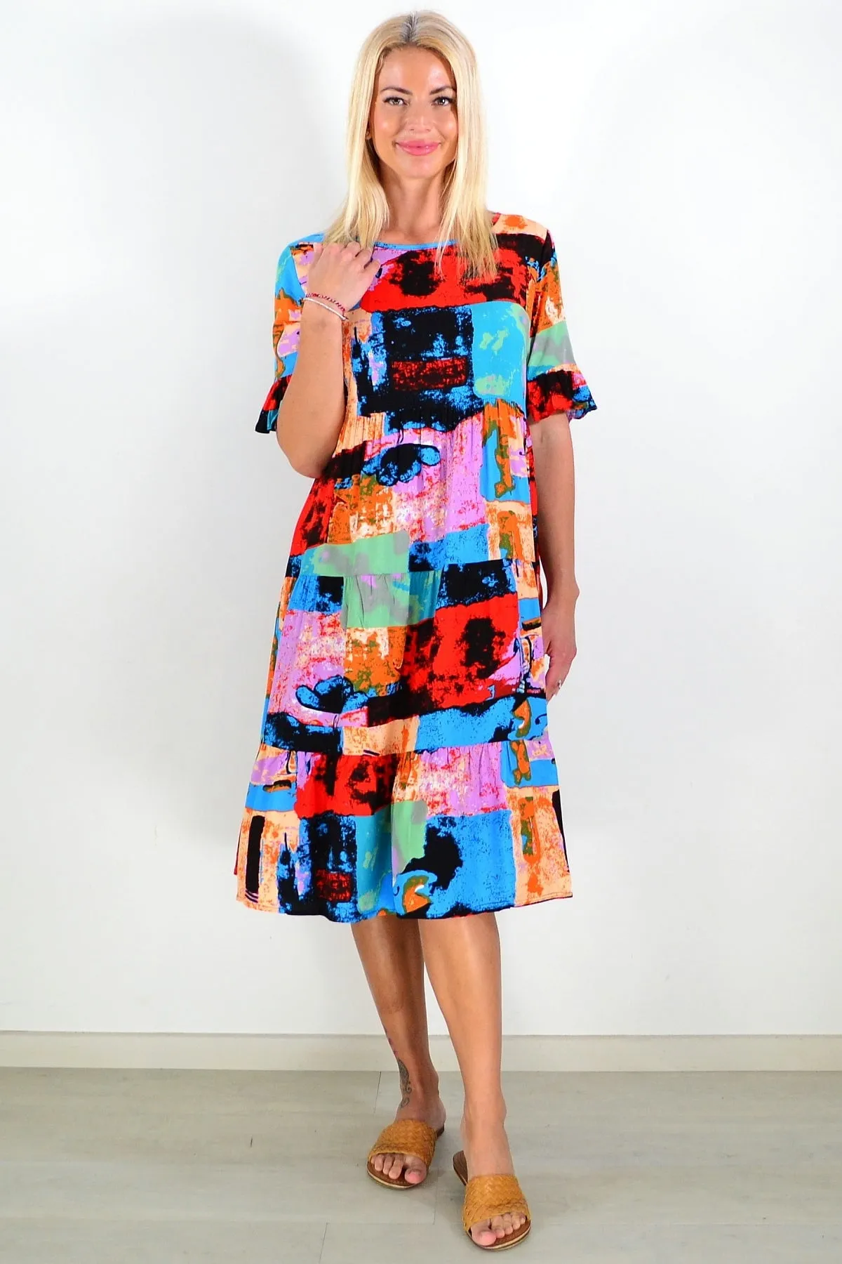 Colourful Print Patches Tunic Dress