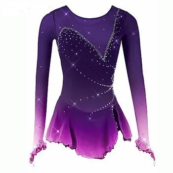 Competition Figure Skating Dress Ombre Full Sleeves Crystals BSU200214.5