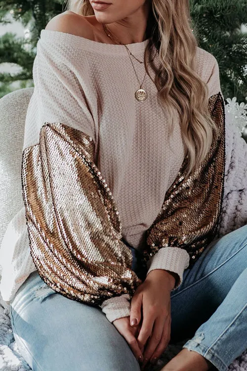 Completely Into You Sequin Sleeve Knit Top - 2 Colors