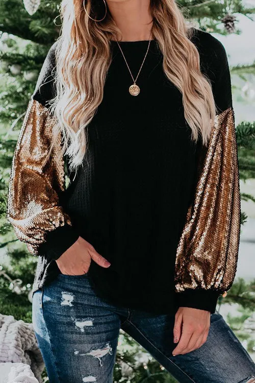 Completely Into You Sequin Sleeve Knit Top - 2 Colors