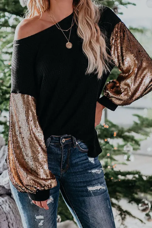 Completely Into You Sequin Sleeve Knit Top - 2 Colors