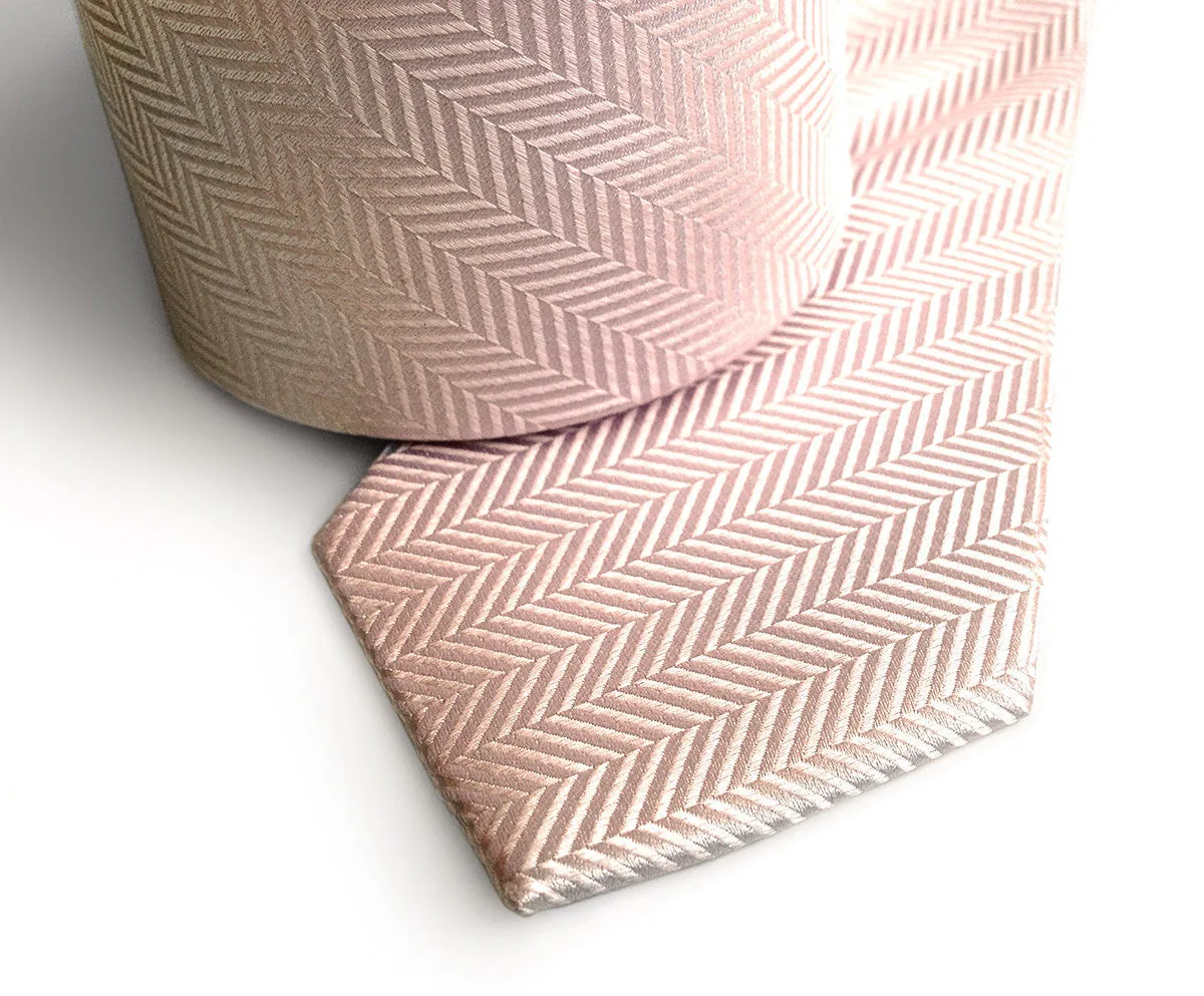 Cotton Candy Pink Herringbone Silk Necktie