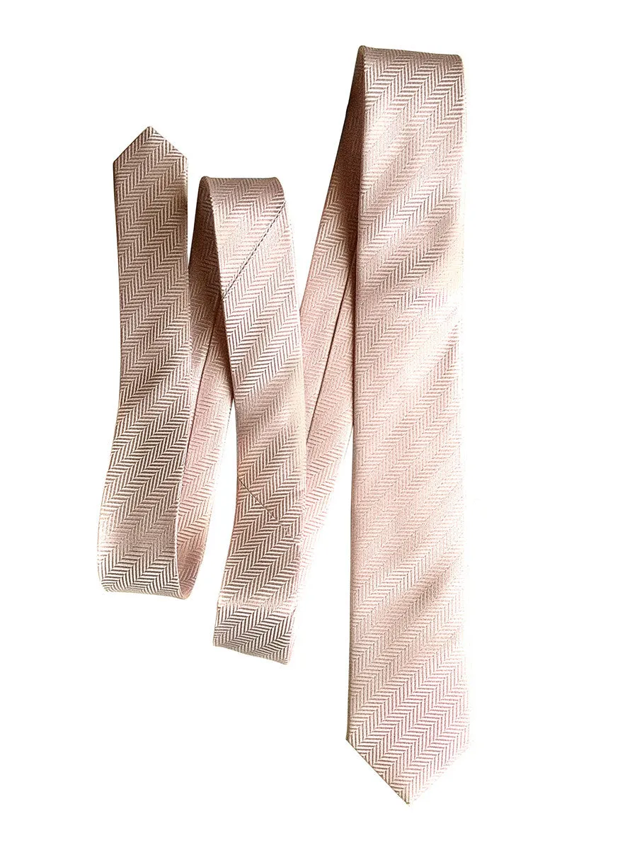 Cotton Candy Pink Herringbone Silk Necktie