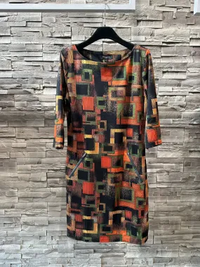 Cube Print Vegas dress in Autumn Colours