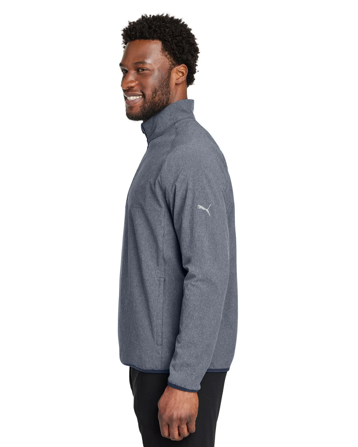 Custom Puma Men's Coastal Woven Quarter-Zip, Navy Blazer Heather