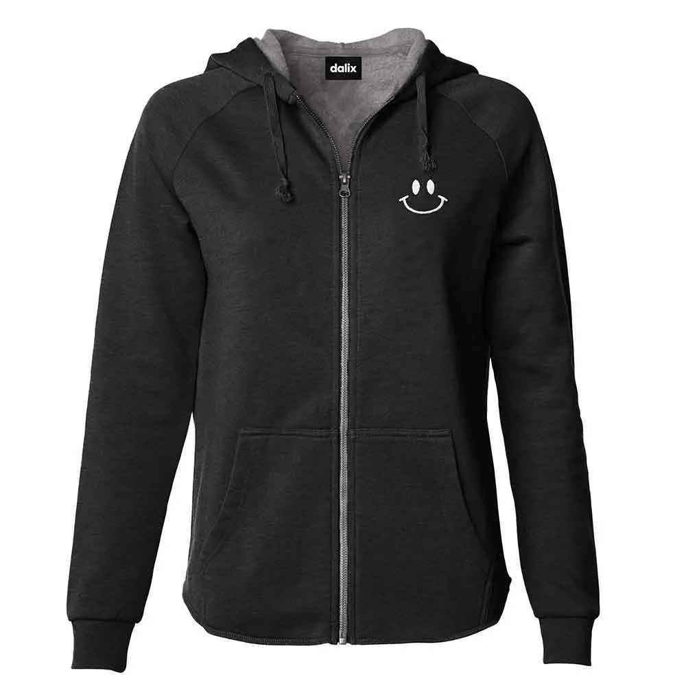 Dalix Smile Face Washed Zip Hoodie