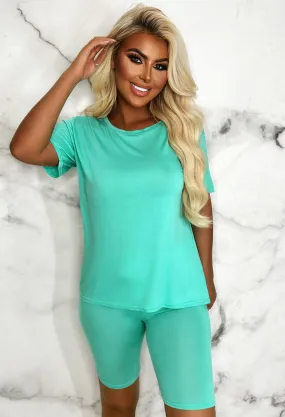 Dedicated To You Mint Green T-Shirt & Cycle Short Set