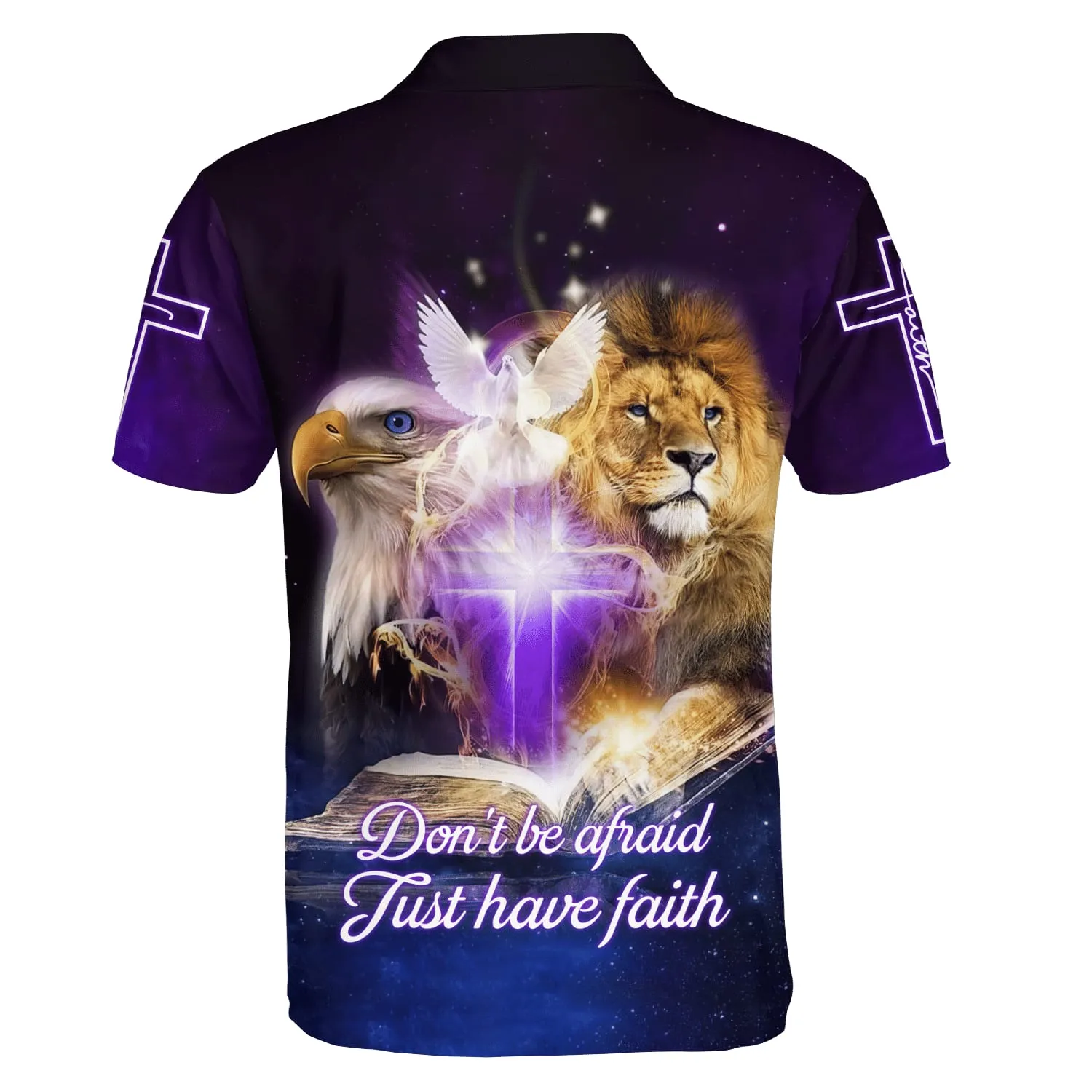 Don't Be Afraid Just Have Faith Lion And Eagle Polo Shirt - Christian Shirts & Shorts