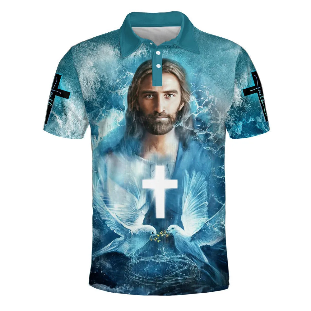 Dove And Jesus Polo Shirt - Christian Shirts & Shorts