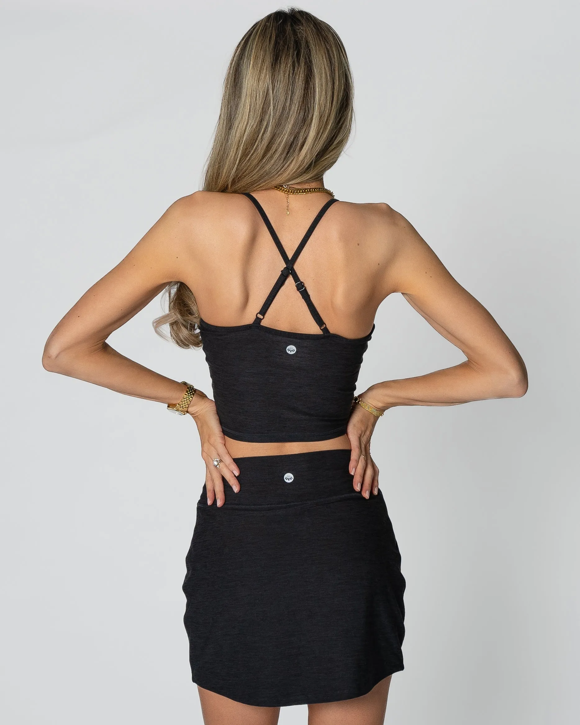 Dynamic Adjustable Ava Crop Top - Heathered Black - FINAL SALE