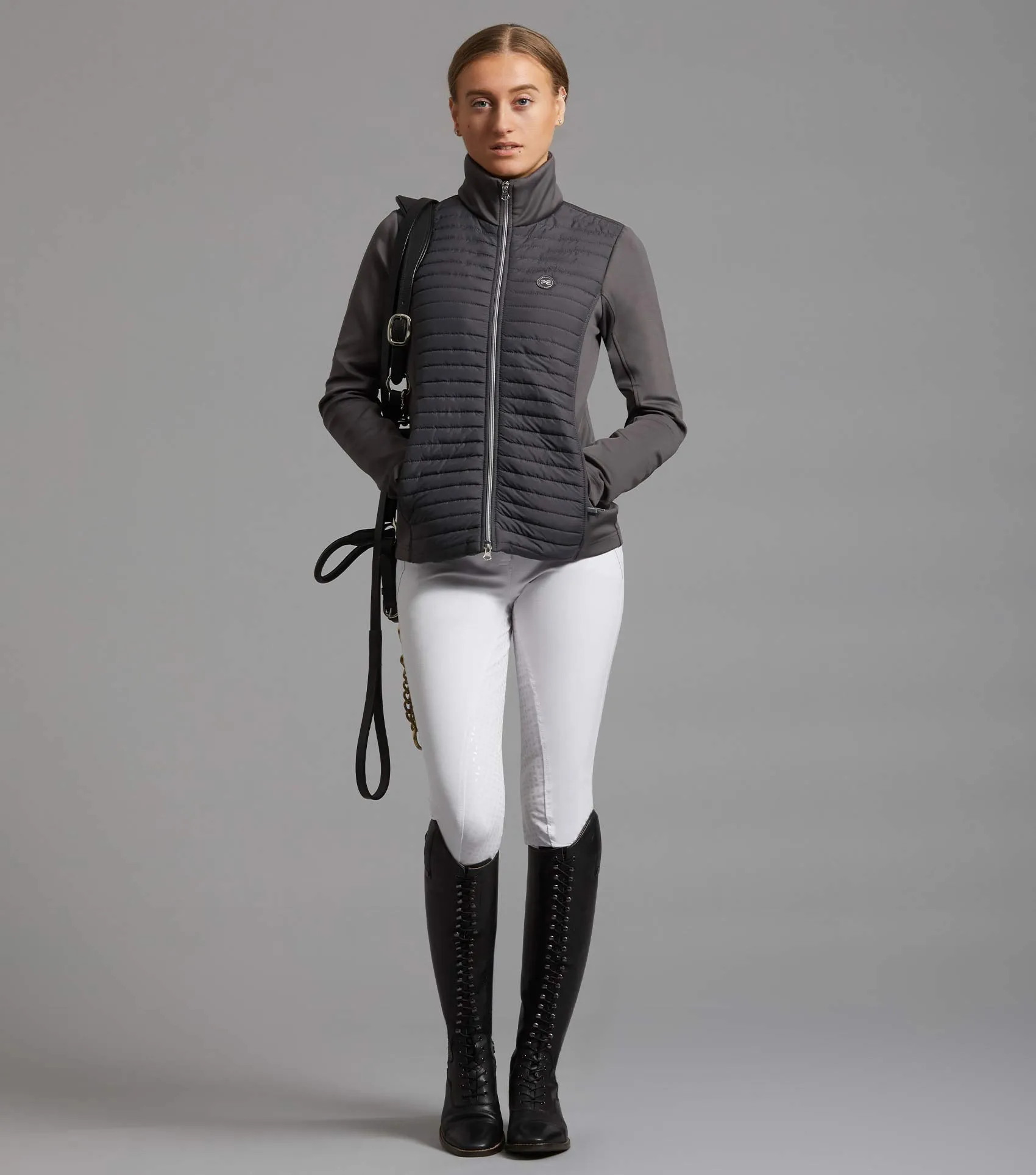 Elena Ladies Hybrid Technical Riding Jacket Anthracite Grey